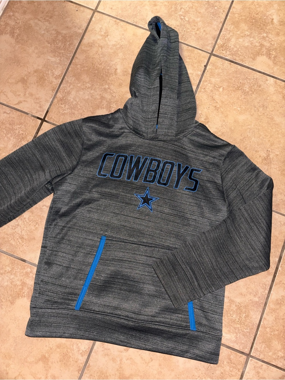 NFL Cowboys Gray Heather Hoodie with Blue Accents